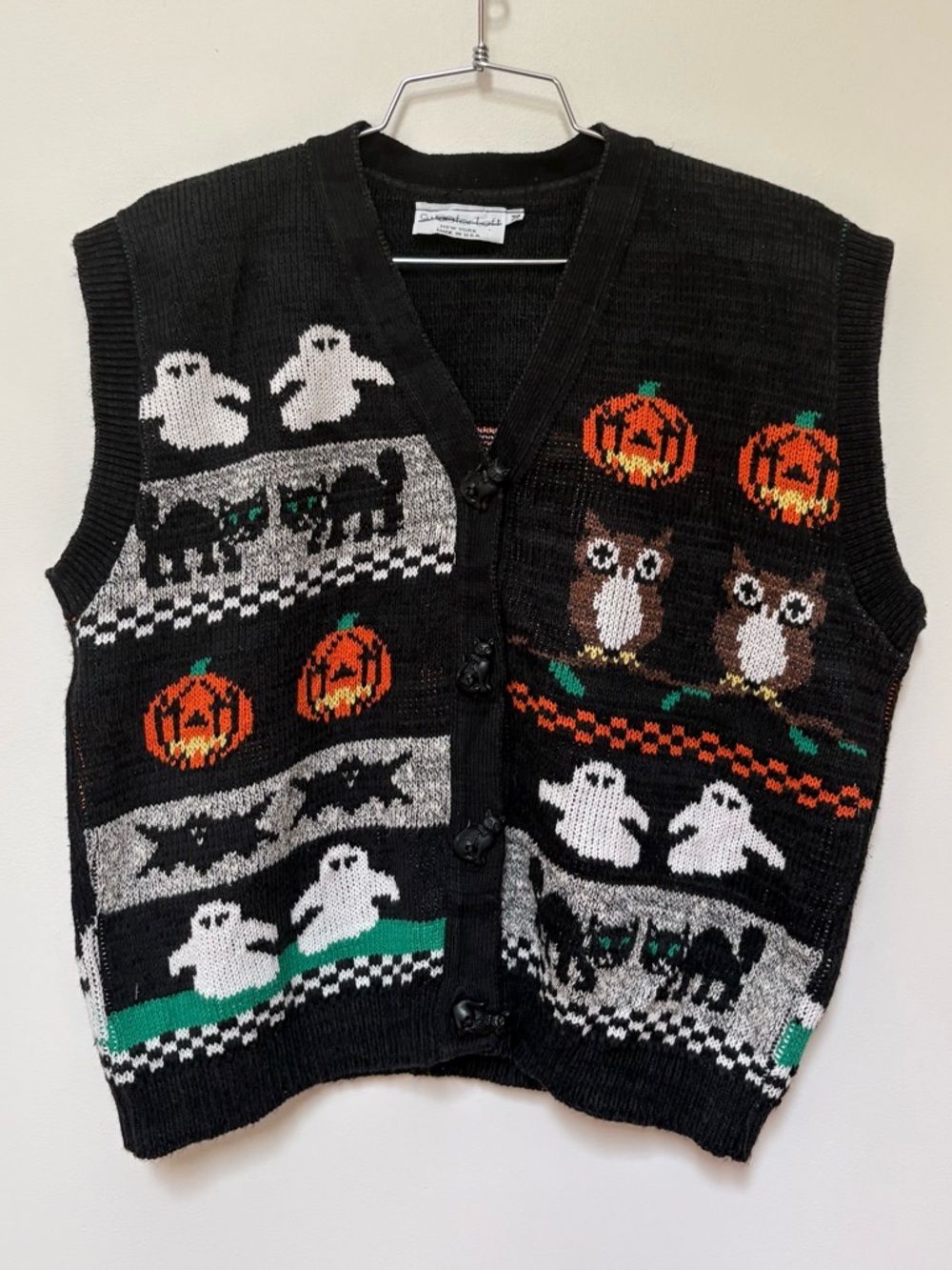 Vintage Halloween Sweater Loft Cardigan Vest Size Medium